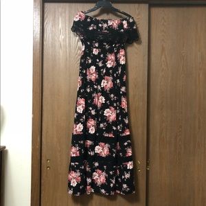 Floral black and Pink Maxi Dress